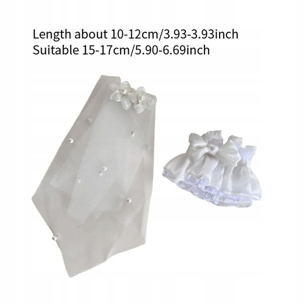 Puppenkleidung aus weichem Stoff mit Accessoires – Hochzeitskleid 15–17 cm