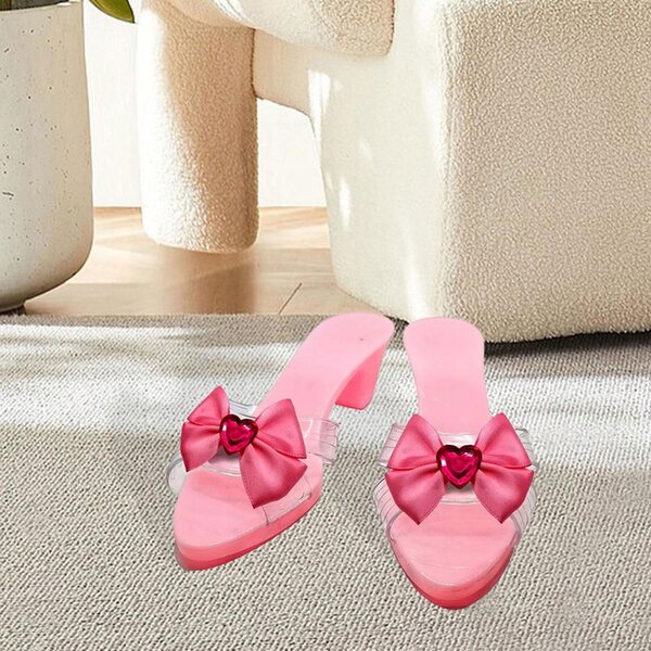 Sandali da Principessa per Bambine con Fiocchi Rosa e Tacco Comodo