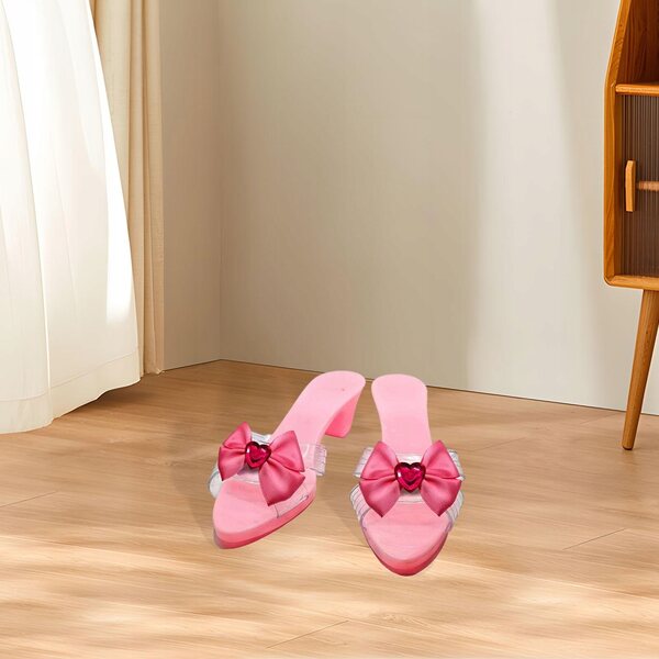 Sandali da Principessa per Bambine con Fiocchi Rosa e Tacco Comodo