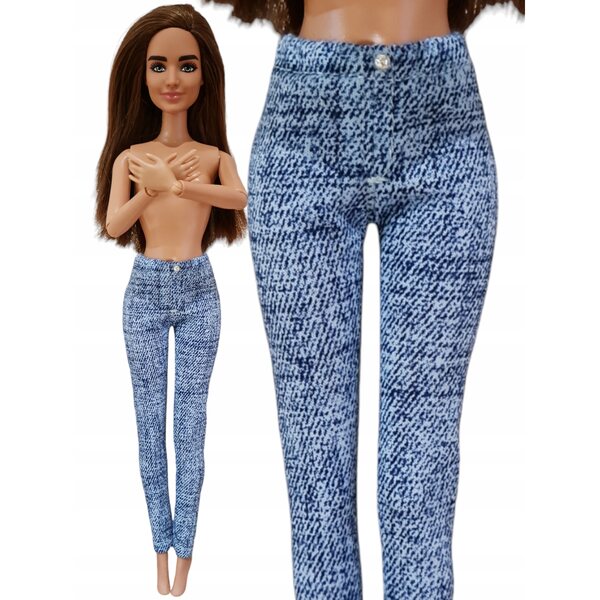 Klassische, modische blaue Puppenhose, Stretchjeans mit Zierperle