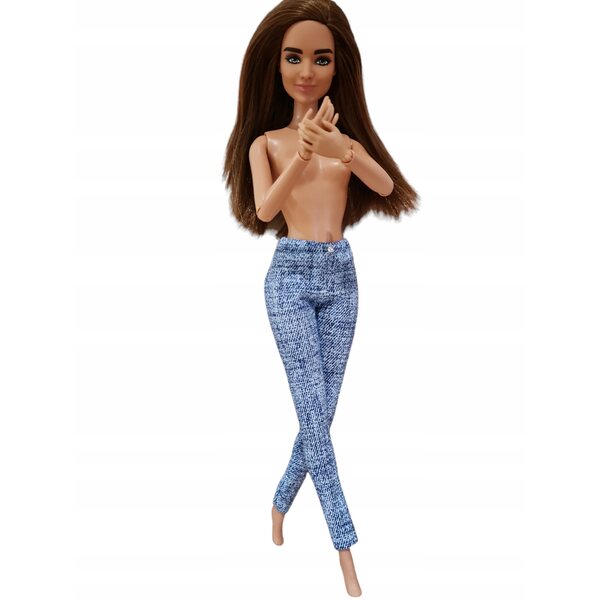 Klassische, modische blaue Puppenhose, Stretchjeans mit Zierperle