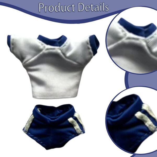 Set Sportivo per Bambole 1/12 Capi in Tessuto Blu - Maglietta e Pantaloncini