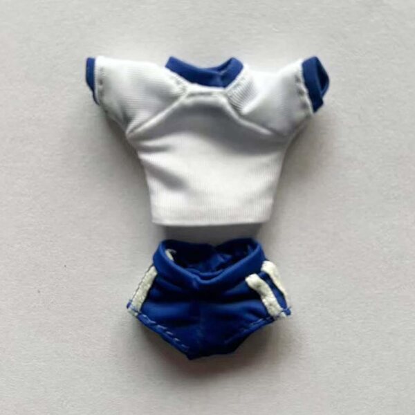 Set Sportivo per Bambole 1/12 Capi in Tessuto Blu - Maglietta e Pantaloncini