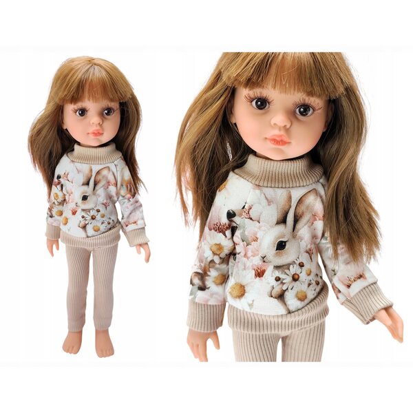 Kleidung für Paola Reina 32 cm Puppe – 2in1 Bunny-Trainingsanzug, Sweatshirt und Hose