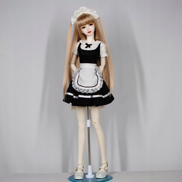 Miniatura costume cameriera per bambole 1/3 BJD con grembiule e fascia capelli