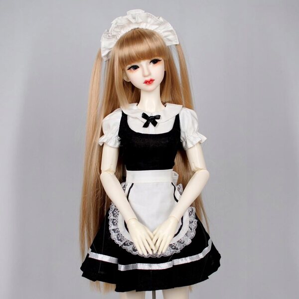 Miniatura costume cameriera per bambole 1/3 BJD con grembiule e fascia capelli