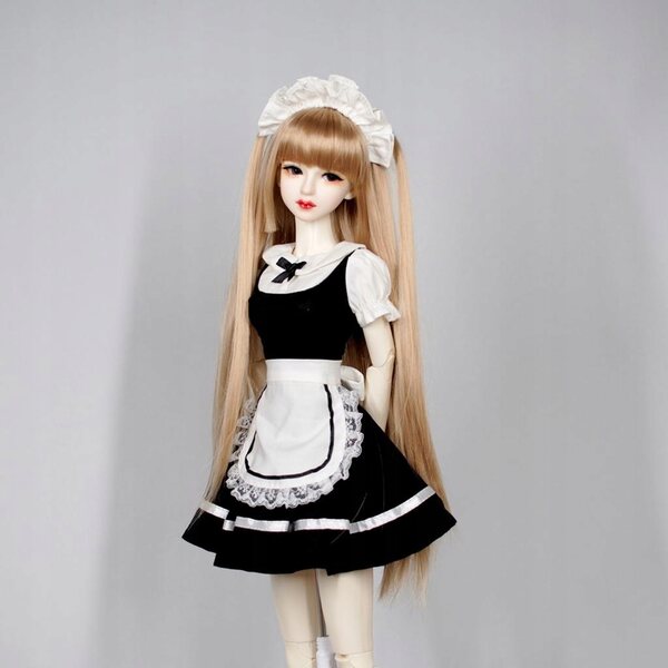 Miniatura costume cameriera per bambole 1/3 BJD con grembiule e fascia capelli