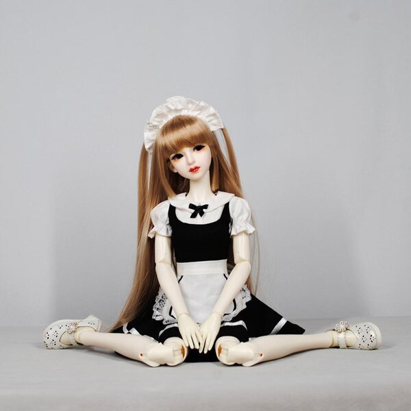 Miniatura costume cameriera per bambole 1/3 BJD con grembiule e fascia capelli