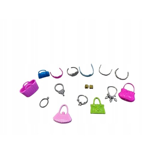 Set 56 capi di abbigliamento per bambole con vestiti, scarpe e accessori colorati