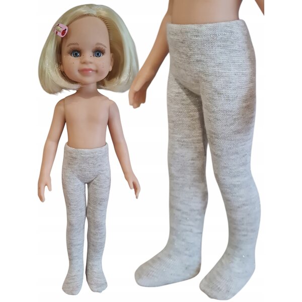 Calze per bambola Paola Reina 32cm beige con filato dorato elastiche e raffinate