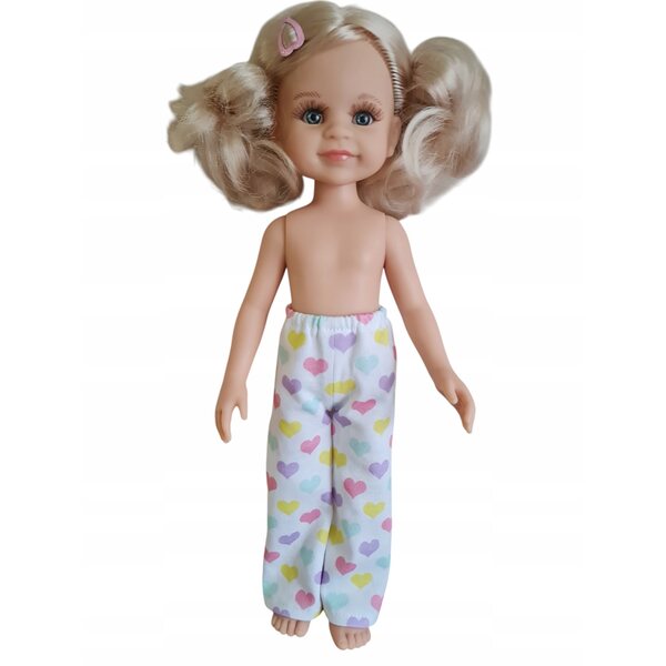 Bunter Herz-Pyjama für Paola Reina 32 cm Puppen, komplett aus Stoff