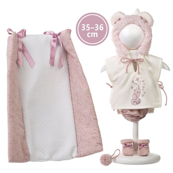 Llorens Kleid M635-44 für New Born Puppe 35-36 cm, rosa, 3 Stück