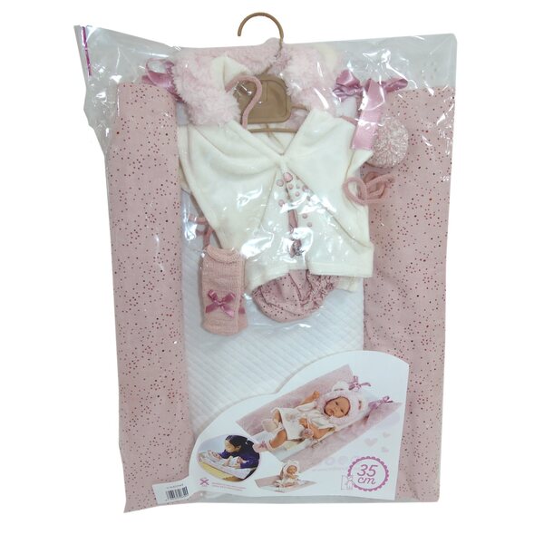 Llorens Kleid M635-44 für New Born Puppe 35-36 cm, rosa, 3 Stück