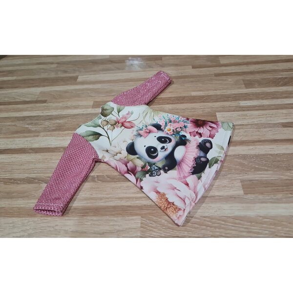 Kleid für Paola Reina 32 cm Puppe mit Panda-Aufdruck und glitzernden Ärmeln