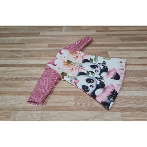 Kleid für Paola Reina 32 cm Puppe mit Panda-Aufdruck und glitzernden Ärmeln