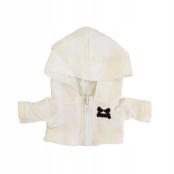 Witte bluza met capuchon voor poppen van 20 cm – handgemaakte kleding