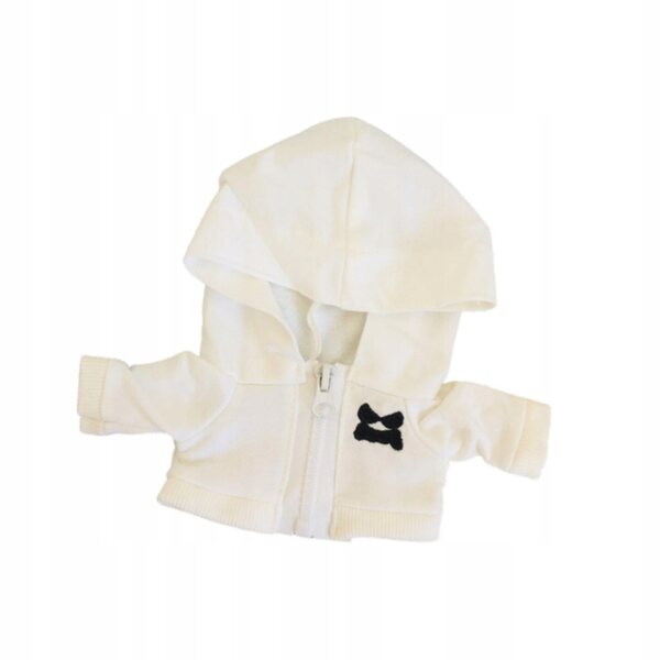 Witte bluza met capuchon voor poppen van 20 cm – handgemaakte kleding