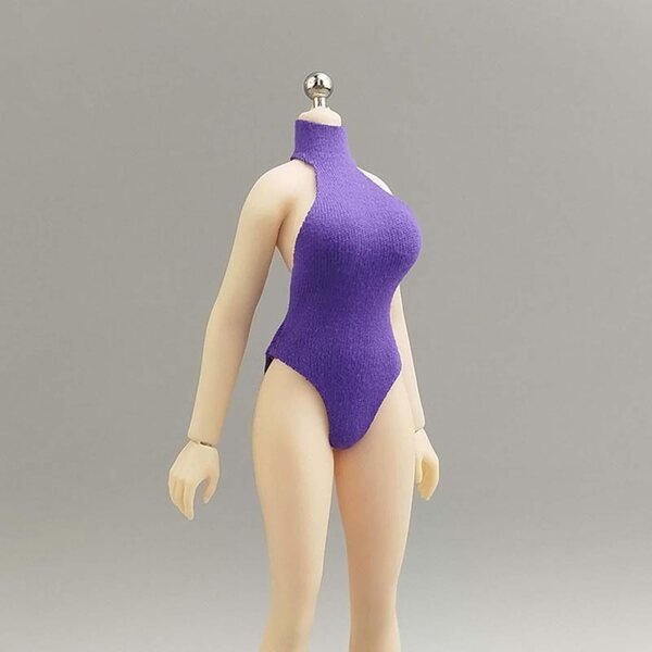 Costume da bagno viola chiaro per action figure 1/12 femminili 6 pollici, tessuto resistente