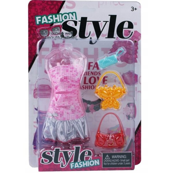 Kleidungsset für 28–30 cm große Puppen mit Kleid und 3 Party-Accessoires