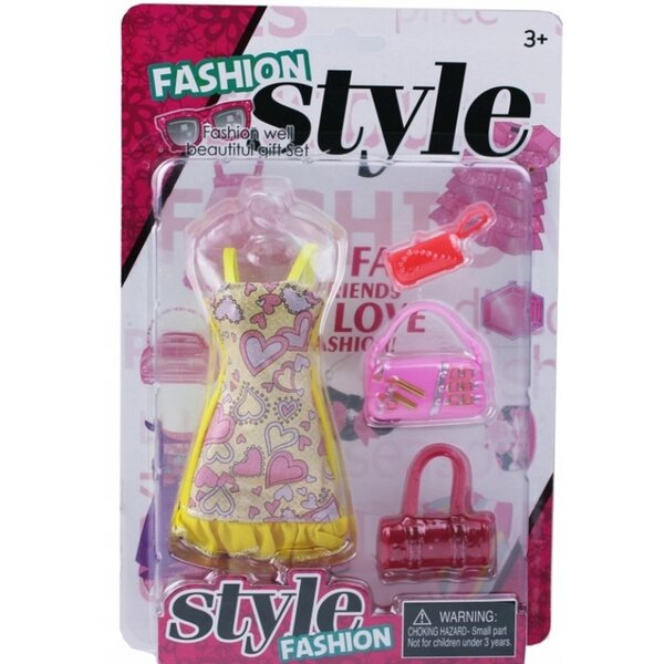 Kleidungsset für 28–30 cm große Puppen mit Kleid und 3 Party-Accessoires