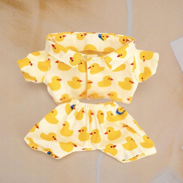 Kleidungsset für 20-cm-Puppen mit gelbem Entenkleid, weich und leicht zu reinigen