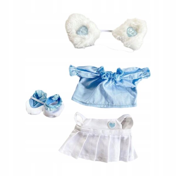 Set 15 cm vestiti in tessuto morbido per bambole con accessori blu