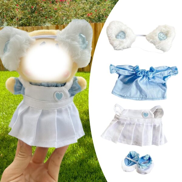 Set 15 cm vestiti in tessuto morbido per bambole con accessori blu