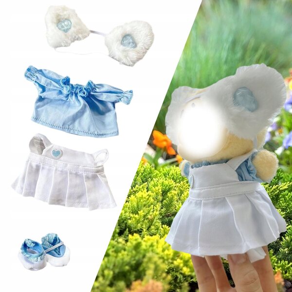 Set 15 cm vestiti in tessuto morbido per bambole con accessori blu