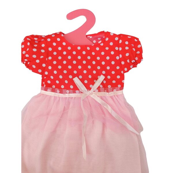 Rotes und rosafarbenes Kleid für 40–45 cm große Puppen mit Kleiderbügel
