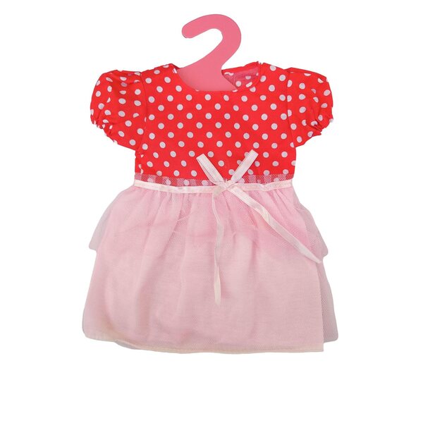 Rotes und rosafarbenes Kleid für 40–45 cm große Puppen mit Kleiderbügel
