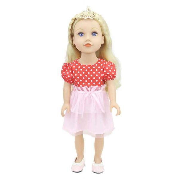 Rotes und rosafarbenes Kleid für 40–45 cm große Puppen mit Kleiderbügel