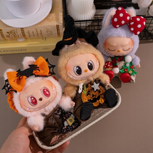 Kleidung für Labubu-Puppen für Halloween und Weihnachten, Größe 15-17 cm