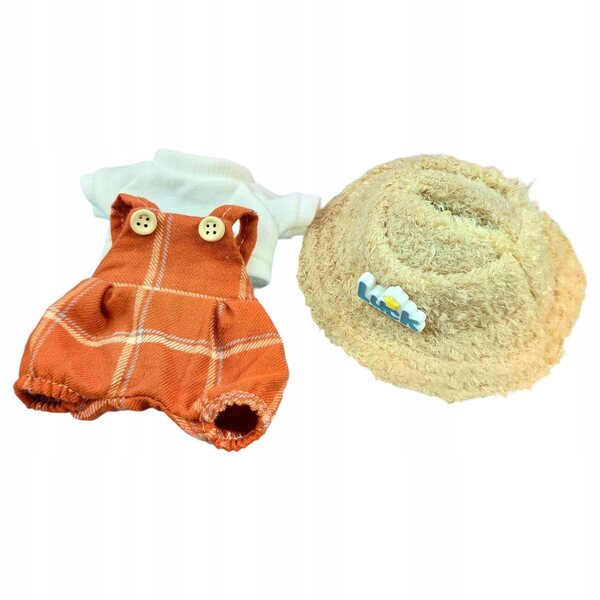 Plüschkleidung für 15-cm-Puppen: ein Set aus modischem orangefarbenem T-Shirt und Hose