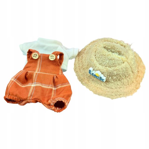 Plüschkleidung für 15-cm-Puppen: ein Set aus modischem orangefarbenem T-Shirt und Hose