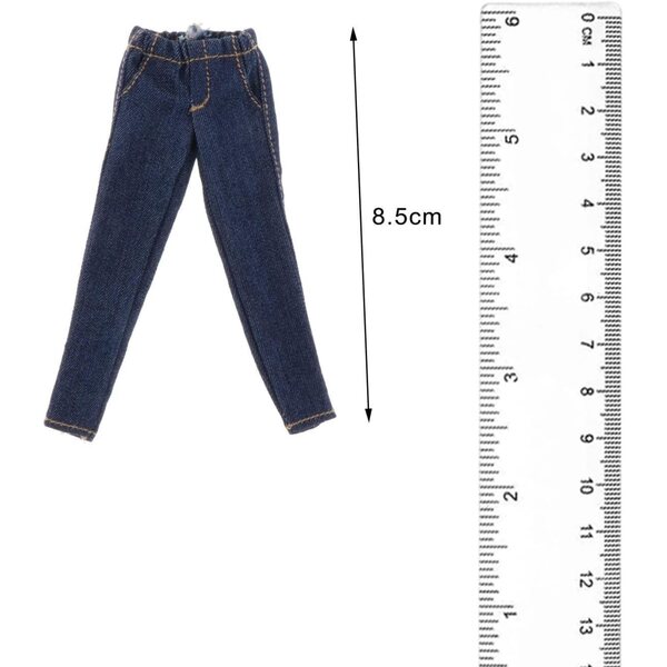 1/12 Puppenhose aus blauem Stoff, Miniaturkleidung für 6-Zoll-Actionfiguren