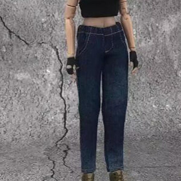 1/12 Puppenhose aus blauem Stoff, Miniaturkleidung für 6-Zoll-Actionfiguren
