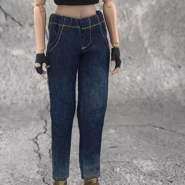 1/12 Puppenhose aus blauem Stoff, Miniaturkleidung für 6-Zoll-Actionfiguren
