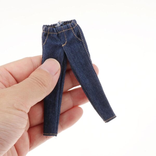 1/12 Puppenhose aus blauem Stoff, Miniaturkleidung für 6-Zoll-Actionfiguren