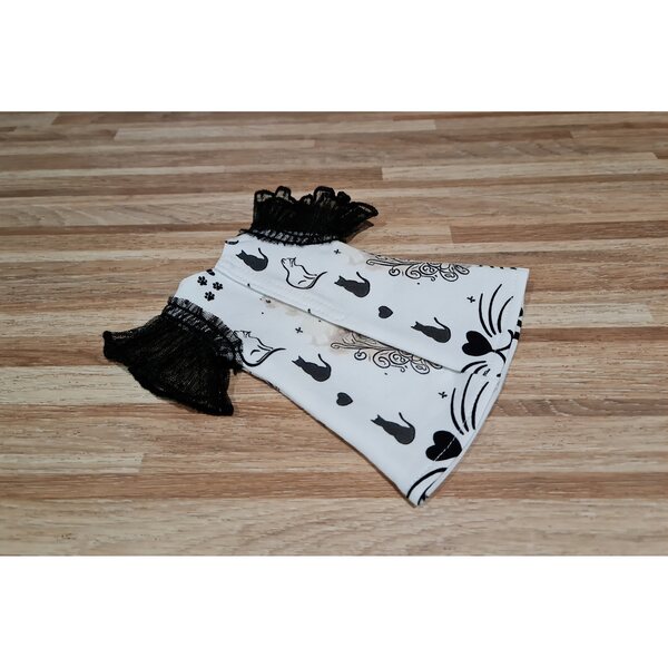 Kleid für Paola Reina 32 cm Puppe mit schwarzem Katzenprint und Tülldetails