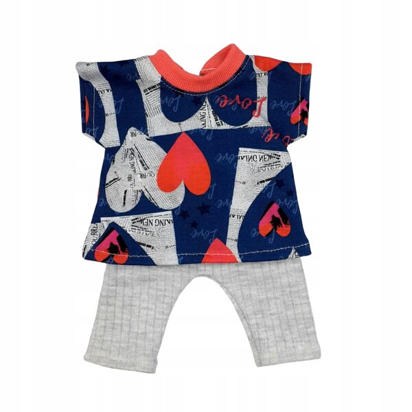 Kleidung für 30-cm-Puppe, Tunika mit Herzen und Leggings aus hochwertiger Baumwolle