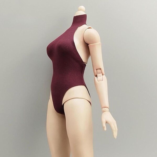 1:6 Badeanzug für 12'' Puppen aus Stoff – dunkelrote Damenbekleidung