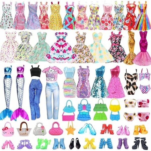 44-teiliges Puppenbekleidungsset mit Kleidung und Accessoires für Mädchen