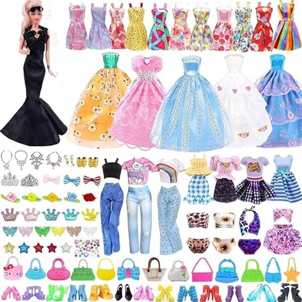 44-teiliges Puppenbekleidungsset mit Kleidung und Accessoires für Mädchen