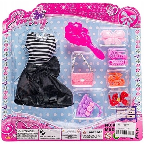 Abbigliamento completo per bambola con scarpe e accessori in tessuto, Adar CE