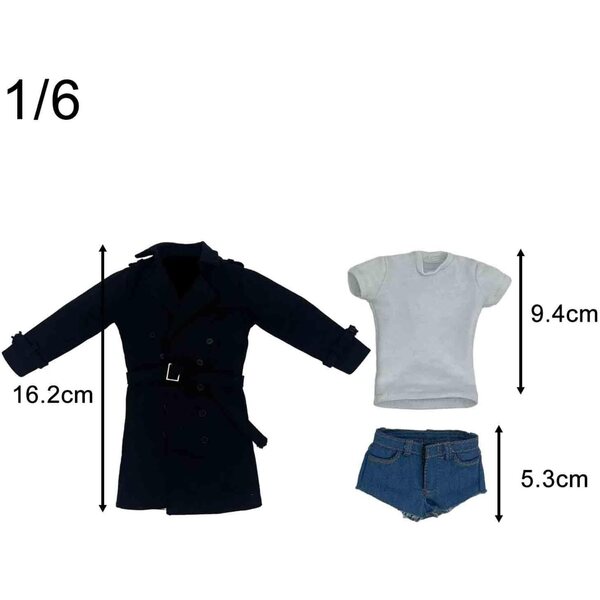Elegantes Set schwarzer Kleidung für 12 Zoll große weibliche Actionfiguren - Ysyqkn