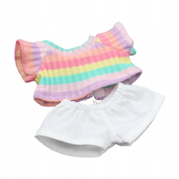 Bekleidungsset für 15-cm-Puppen, rosa gestreiftes T-Shirt und passende Hose