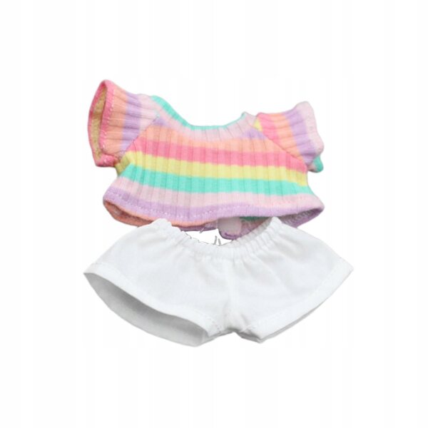Bekleidungsset für 15-cm-Puppen, rosa gestreiftes T-Shirt und passende Hose