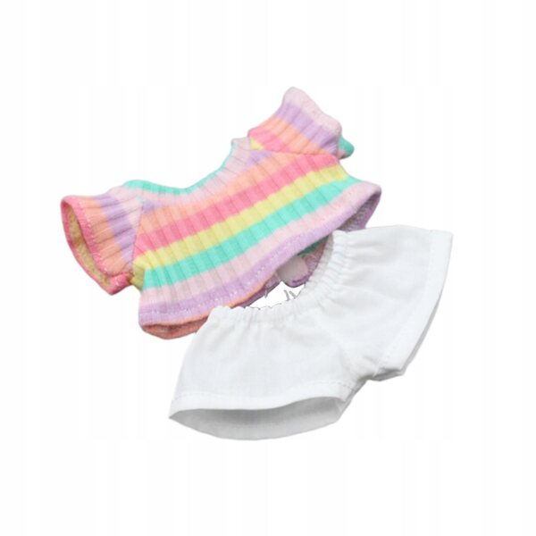 Bekleidungsset für 15-cm-Puppen, rosa gestreiftes T-Shirt und passende Hose