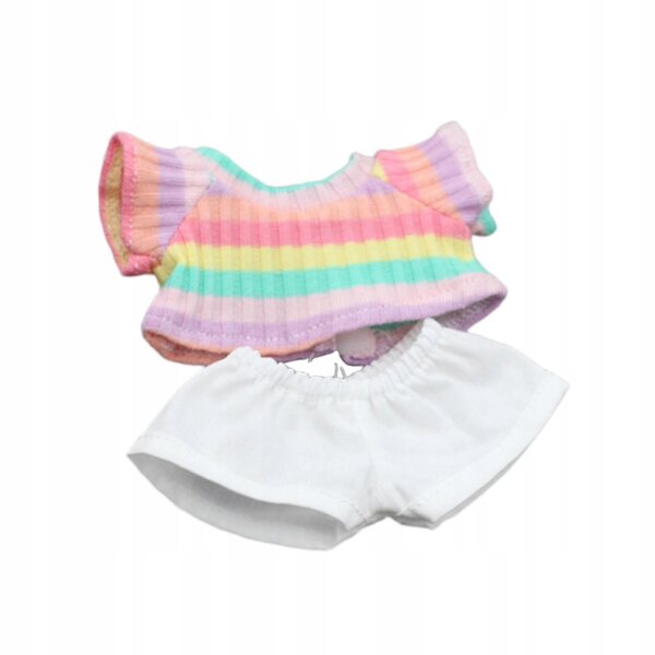 Bekleidungsset für 15-cm-Puppen, rosa gestreiftes T-Shirt und passende Hose