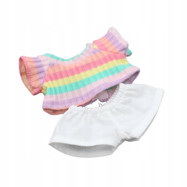 Bekleidungsset für 15-cm-Puppen, rosa gestreiftes T-Shirt und passende Hose